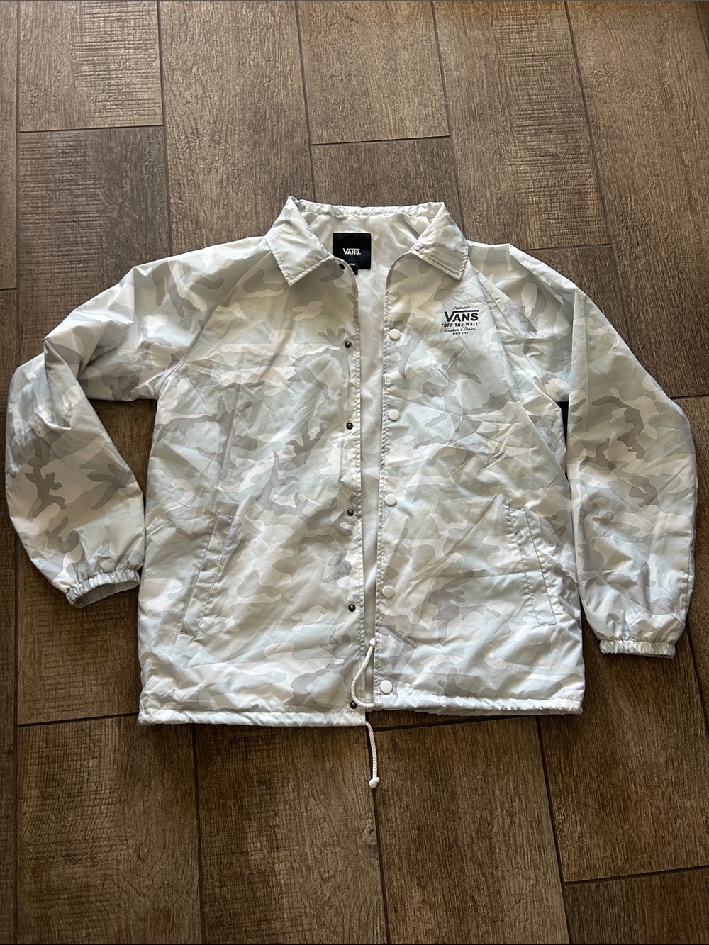 Vans White & Light Gray Camo Coach Jacket
